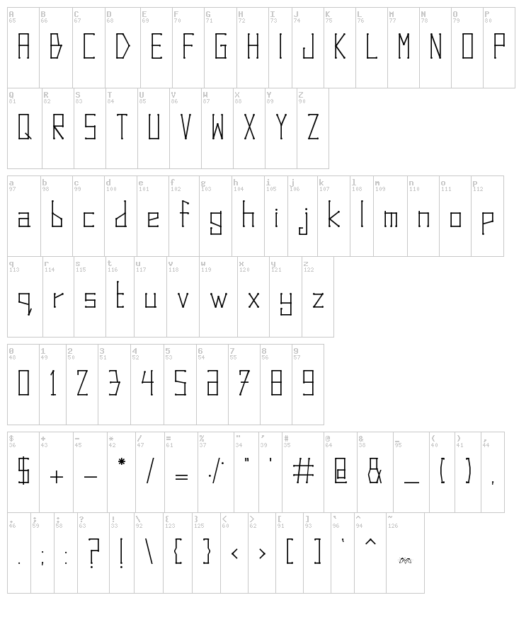 Dots and Lines font map